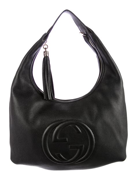 gucci black leather hobo bag